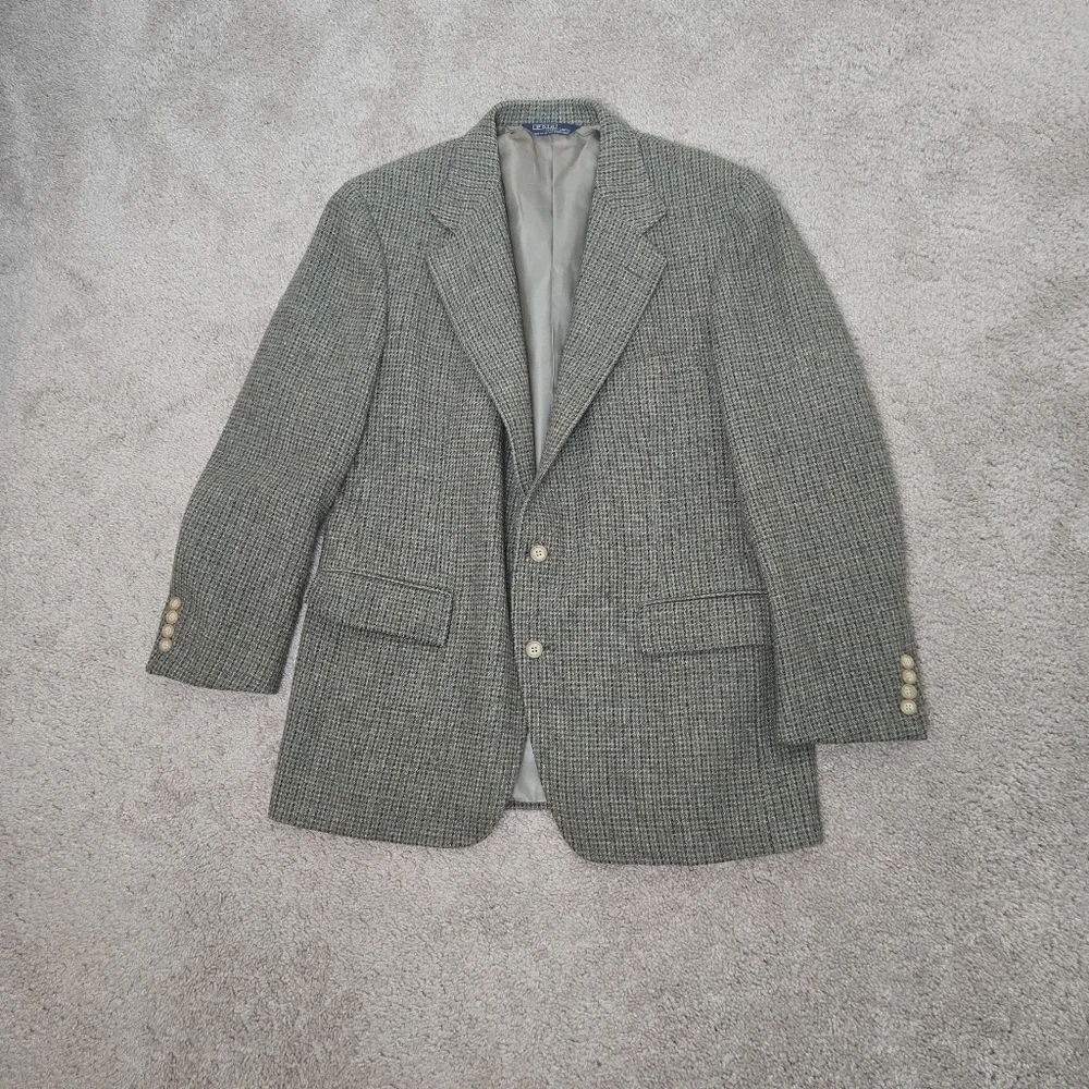 Vintage Polo by Ralph Lauren Houndstooth Wool Blazer‎ Mens 43 R Grandpacore USA
